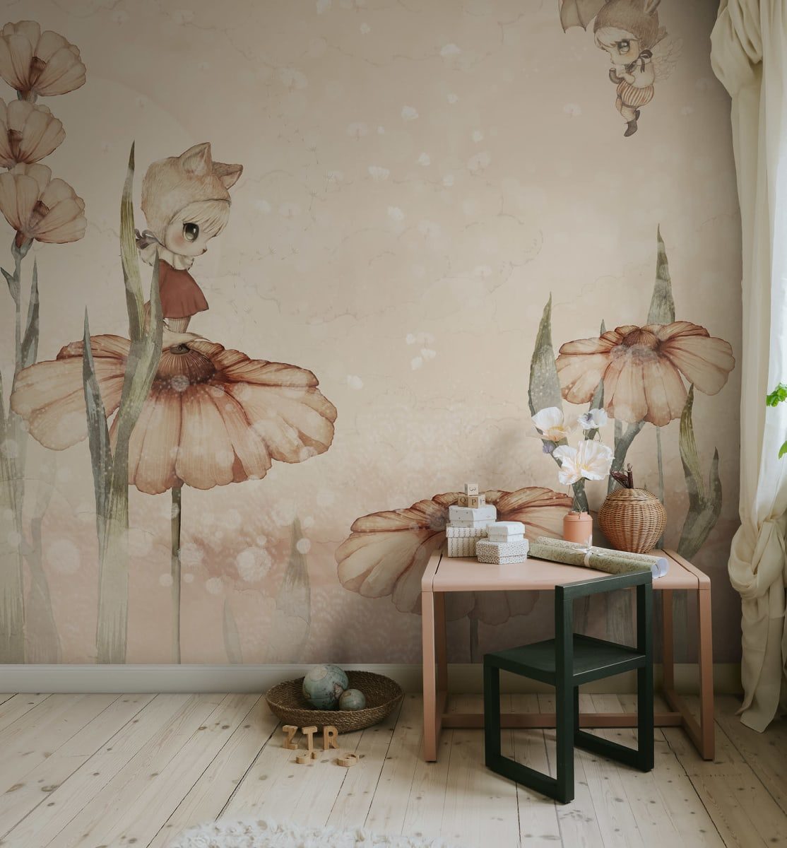 Bloomy Fields of Marion, Pink, Rebel Walls 3