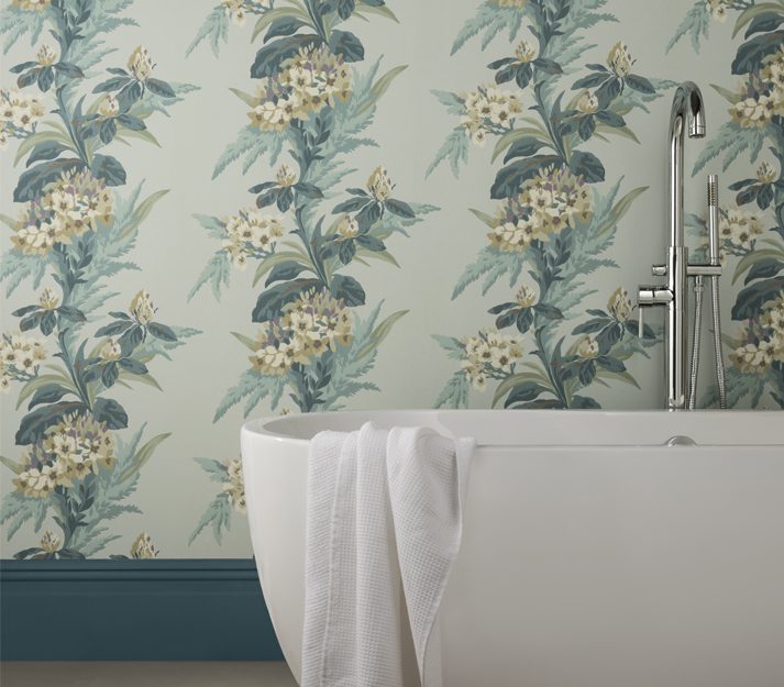 Aurora, Seafoam Green Luxury Floral, 1838 Wallcoverings, 5.3mp / rola 2