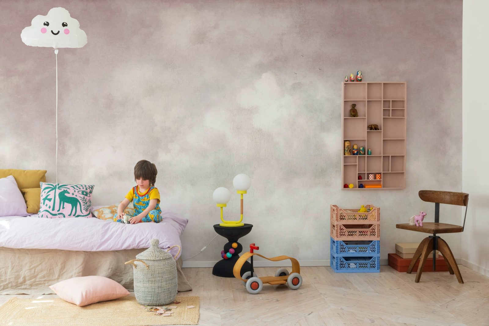 Vintage Clouds, Pink, Rebel Walls 3