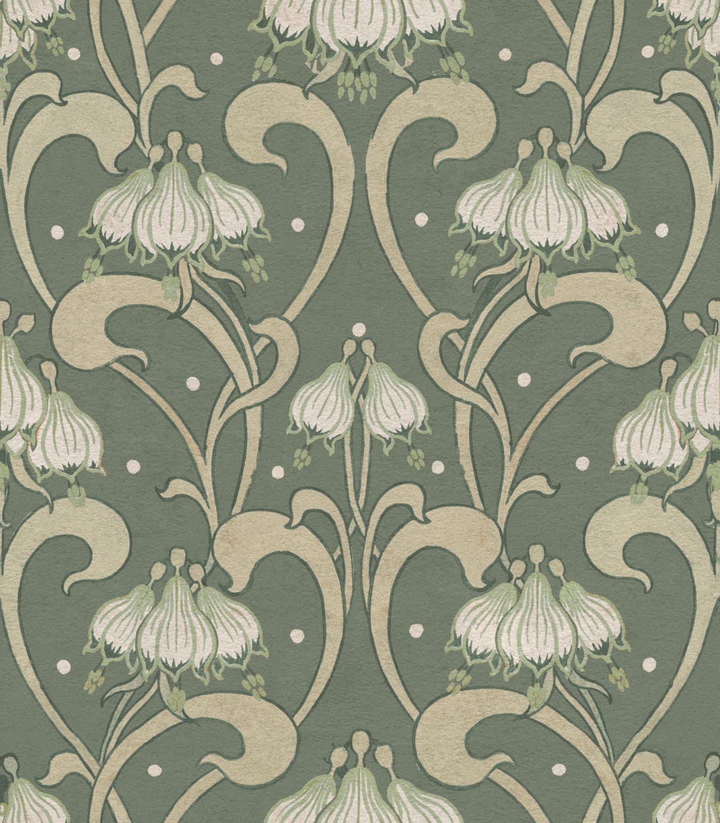 Art Nouveau Flower, Green, Rebel Walls
