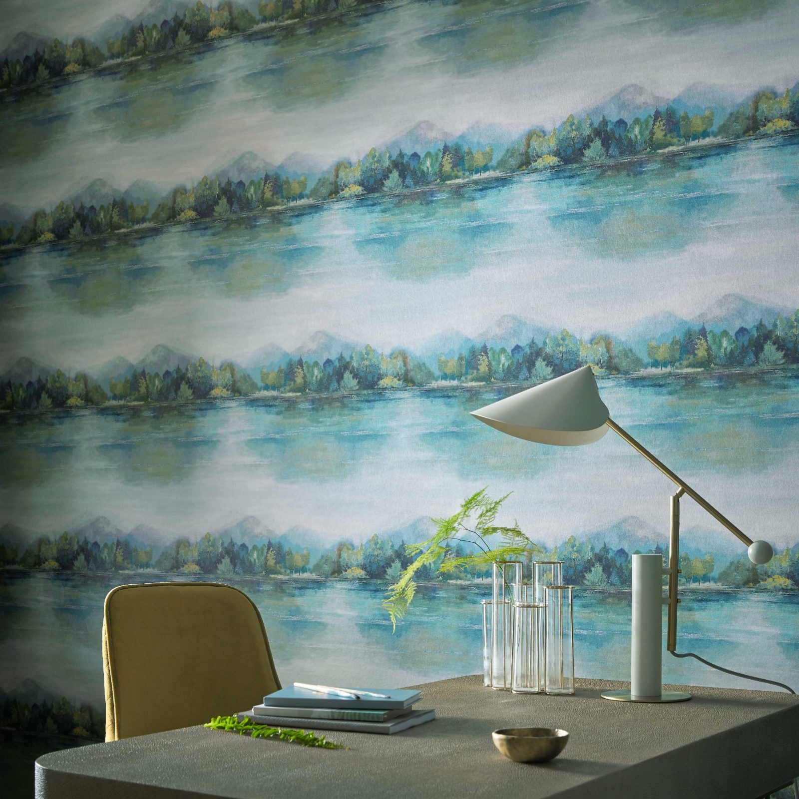 Lakeside, Fern Green Luxury Landscape, 1838 Wallcoverings, 5.3mp / rola 2
