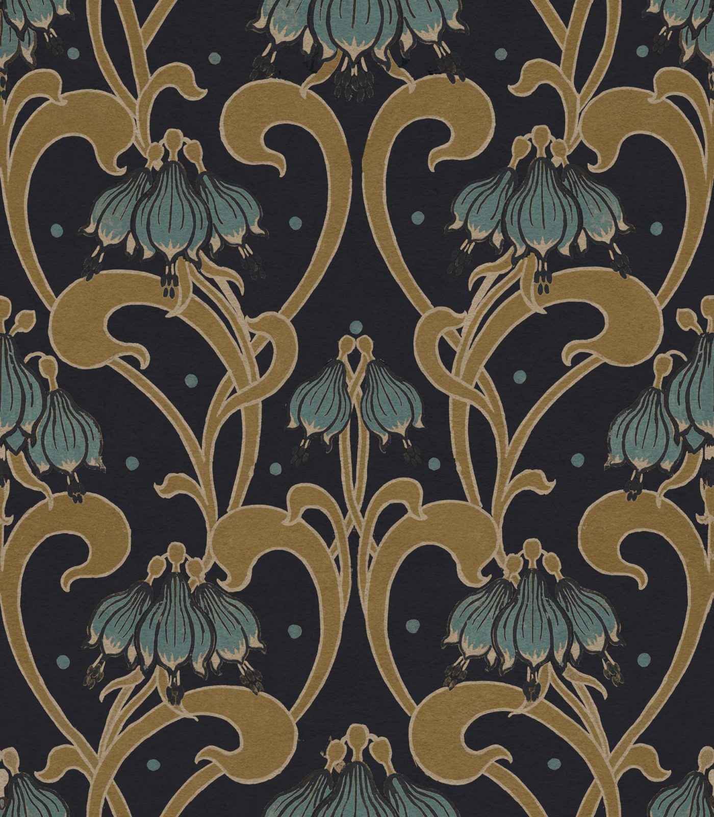 Art Nouveau Flower, Brown, Rebel Walls