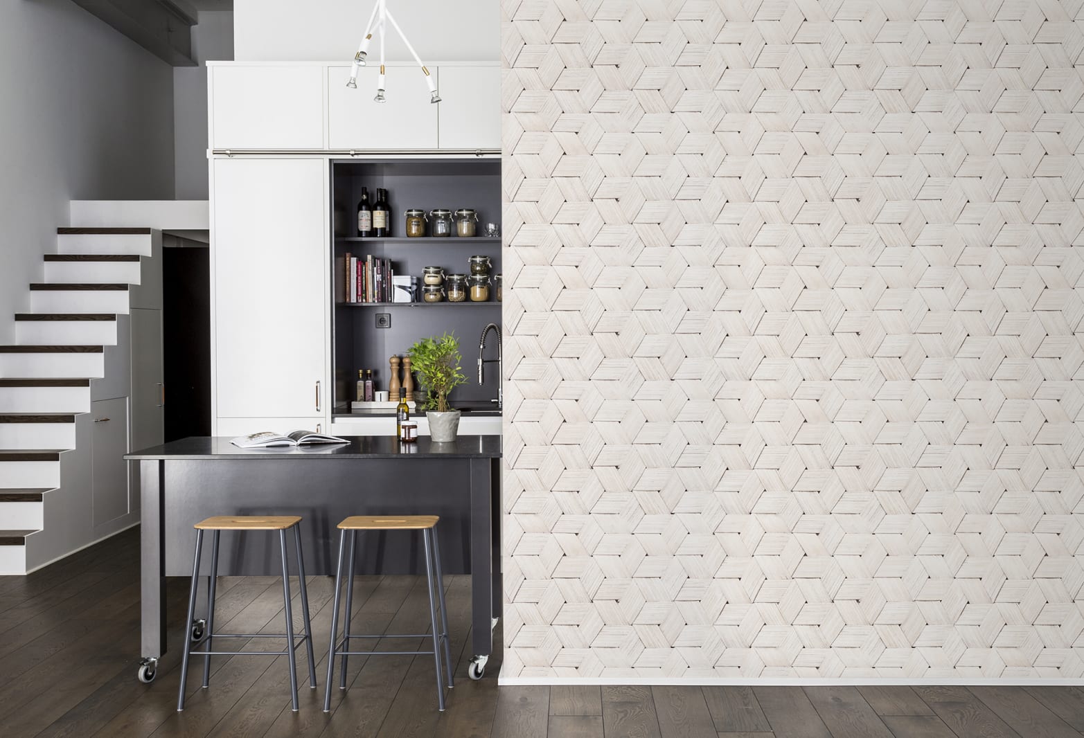 Birch Bark Braids, White, repetitiv, Rebel Walls 3