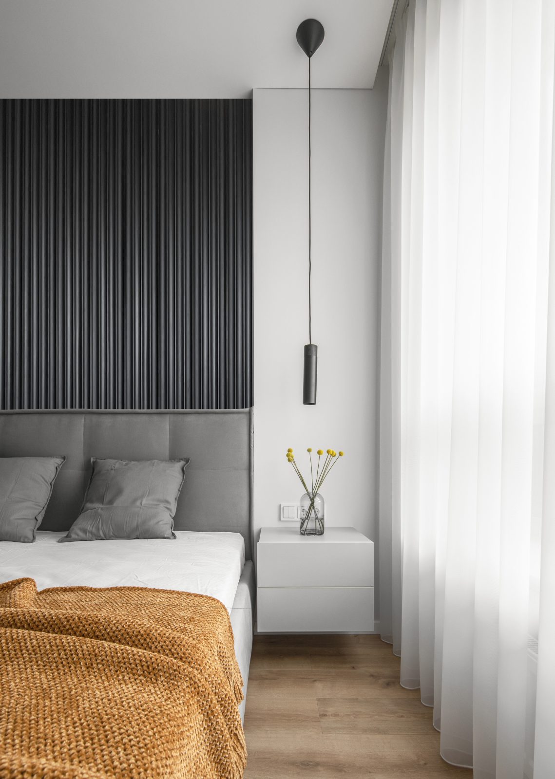 Riflaj decorativ 3D Onda, Negru, 270x11.2cm, Lamelio 8