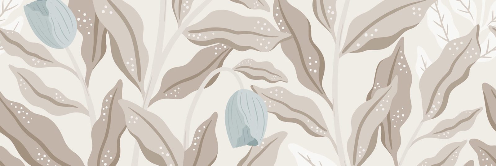 Cool Flora, Beige & Blue, Rebel Walls