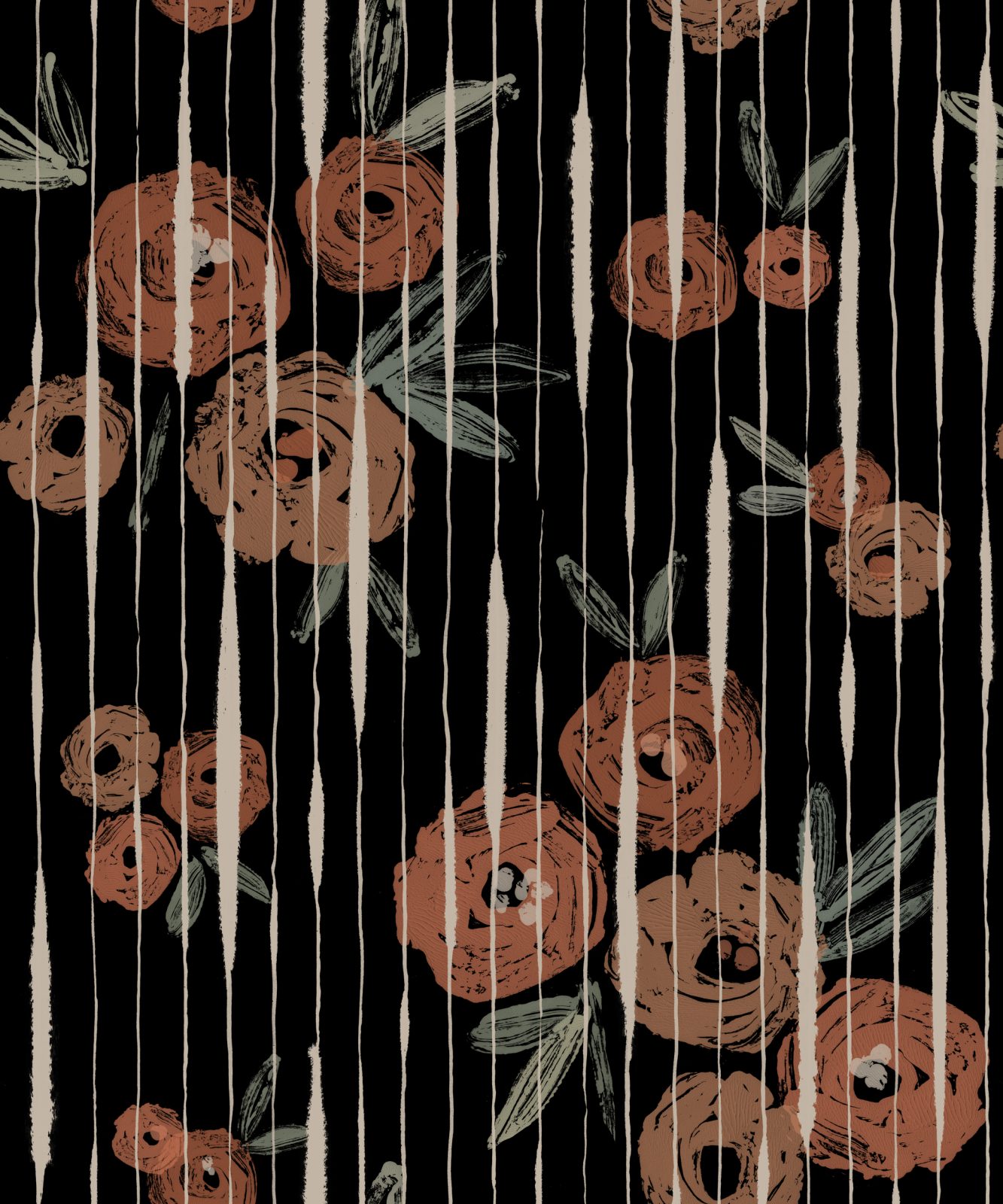 Broken Poppies, Black, TresTintas 5mp / rola