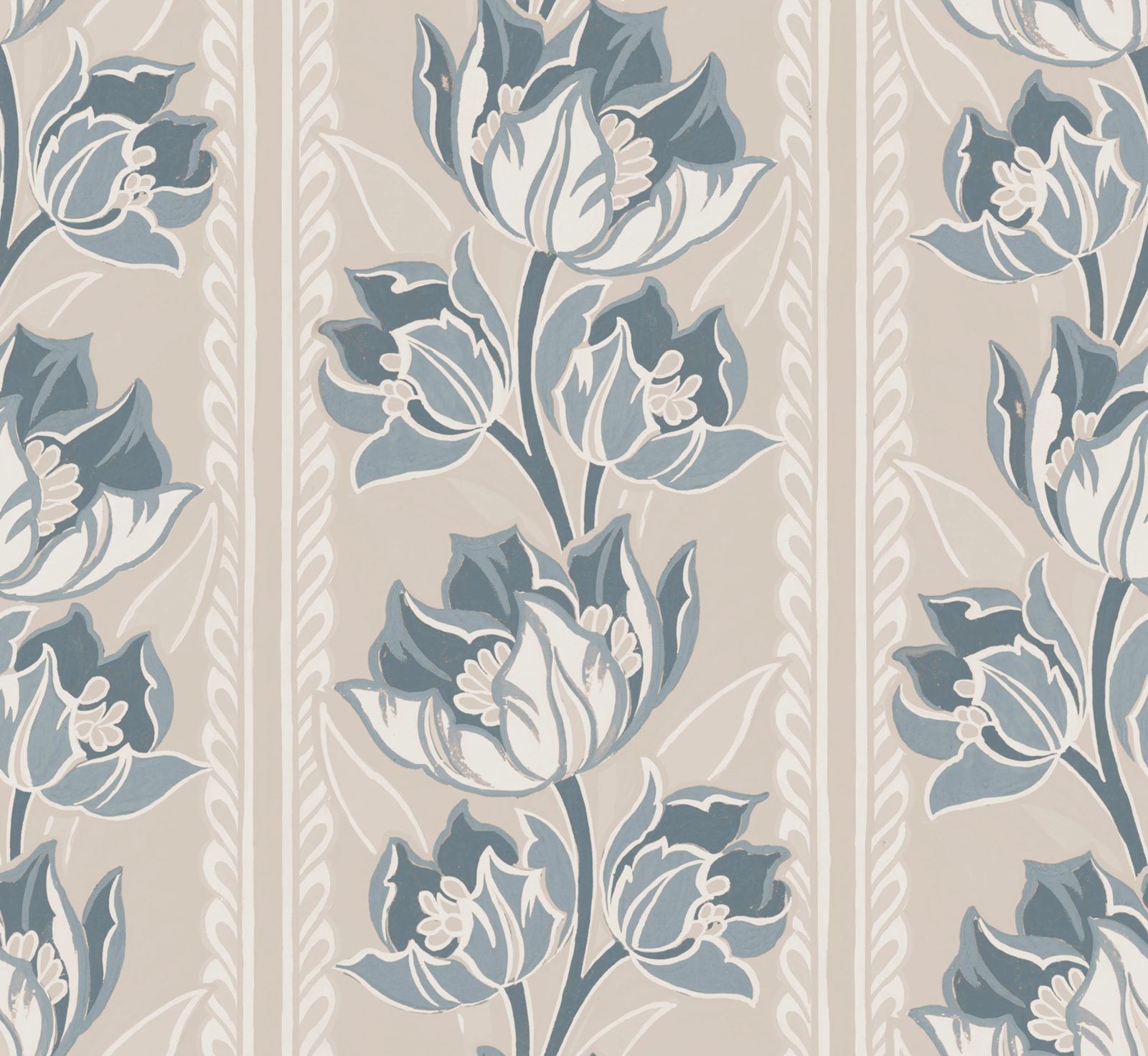 Tulip Stripes, Blue, Rebel Walls