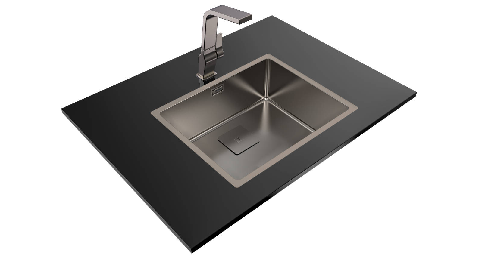 Chiuvetă din inox + tratament PVD, 1 cuvă , Instalare Top & Flush, Undermount - Teka FlexLinea RS15 50.40 Titanium 9