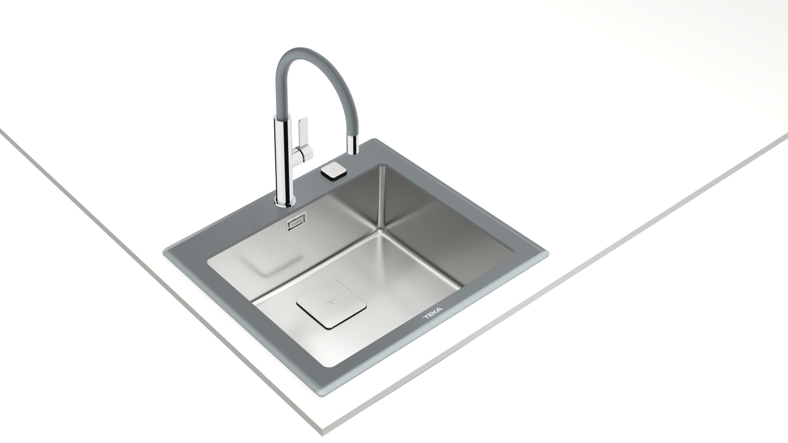 Chiuvetă cu finisaj din cristal PureLine, 1 cuvă din inox - Teka Diamond RS15 1B 7