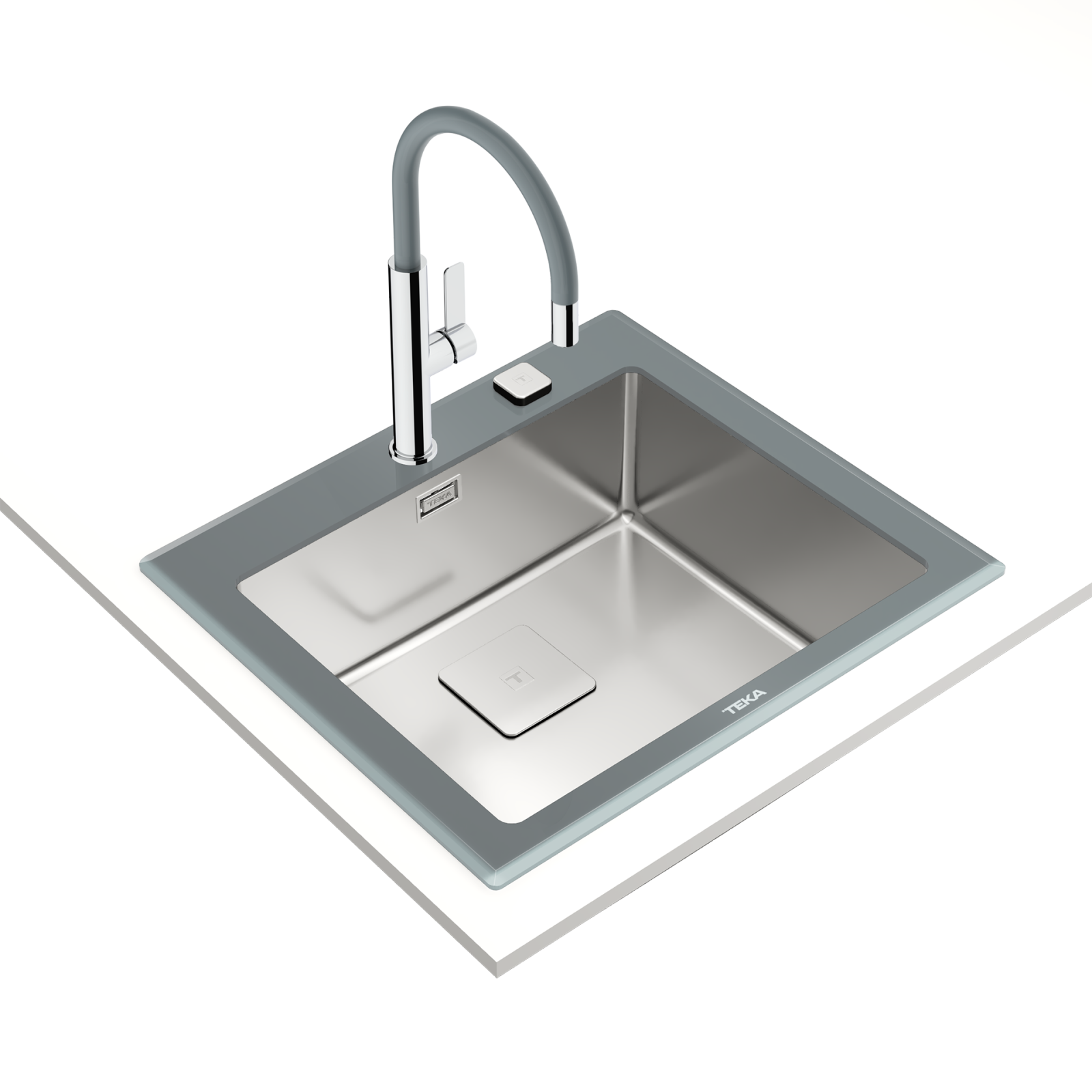 Chiuvetă cu finisaj din cristal PureLine, 1 cuvă din inox - Teka Diamond RS15 1B