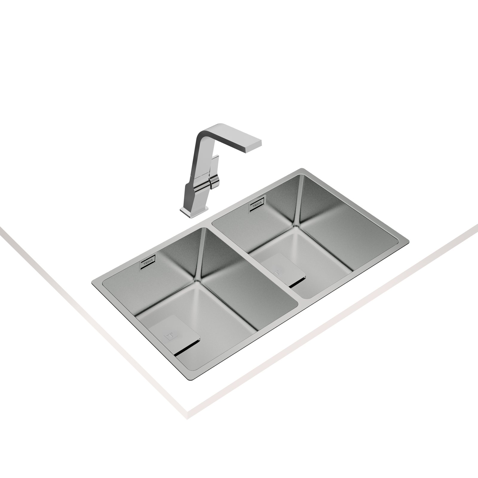 Chiuvetă "PureLine” din inox, 2 cuve, instalare Undermount, Top & Flush - Teka FlexLinea RS15 2B 740