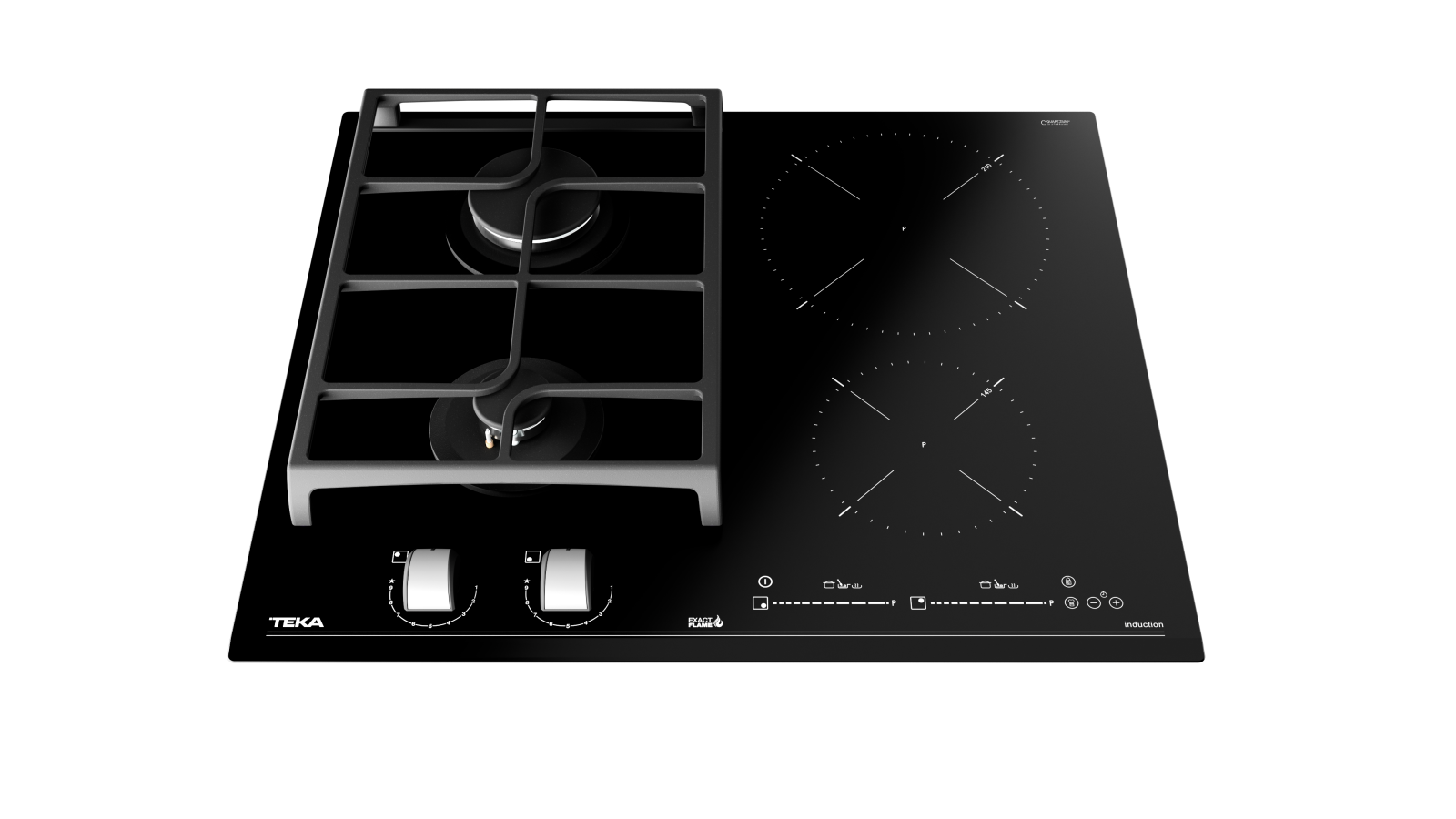 Plită mixtă din cristal 2 zone gaz + 2 zone inducţie, Exact Flame, 60 cm - Teka JZC 64322 ABC 5