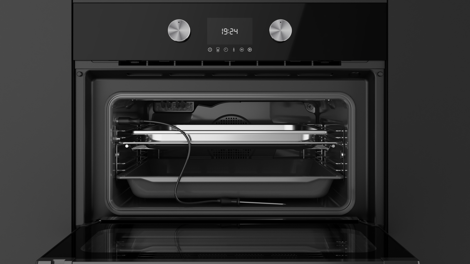 Cuptor compact multifuncțional, combi cu aburi cu 15 funcţii de preparare - Teka HLC 8470 SC BK 9