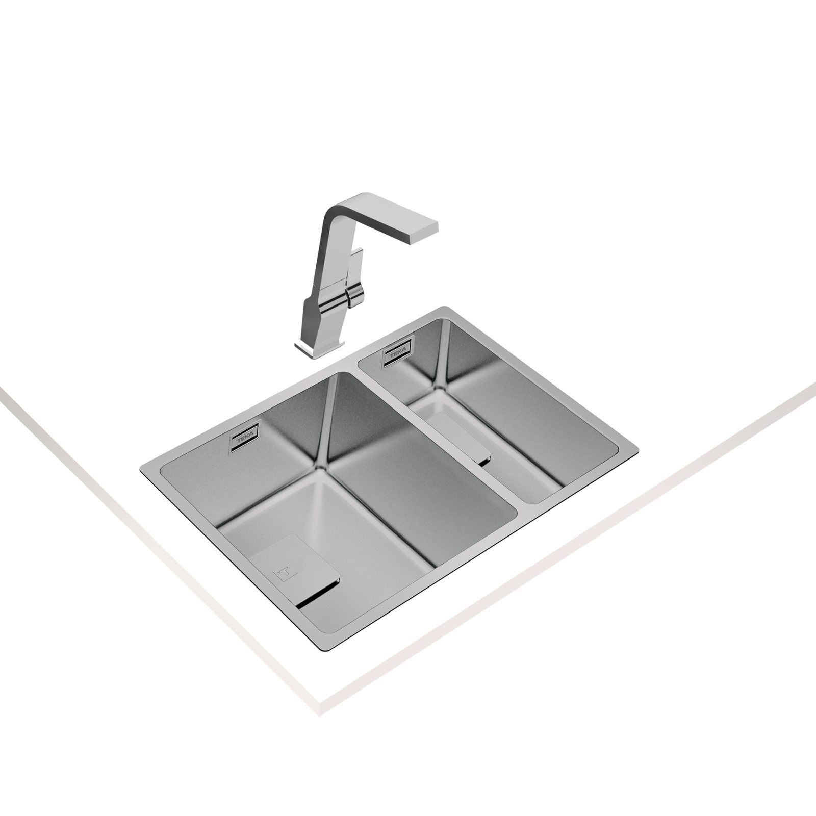 Chiuvetă "PureLine” din inox, 2 cuve, instalare Undermount, Top & Flush - Teka FlexLinea RS15 2B 580
