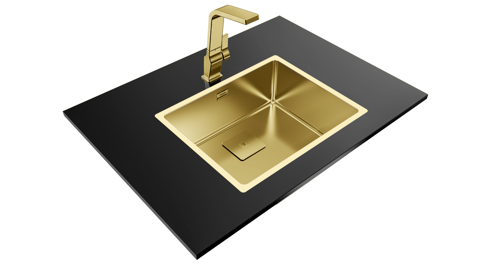 Chiuvetă din inox + tratament PVD, 1 cuvă , Instalare Top & Flush, Undermount - Teka FlexLinea RS15 50.40 BRASS 9