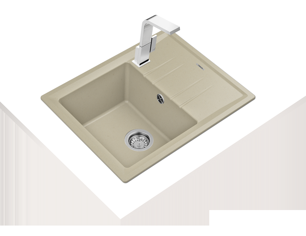 Chiuvetă Tegranite+, 1 cuvă și 1 picurător, instalare Inset - Teka Stone 45 S-TG 1B 1D