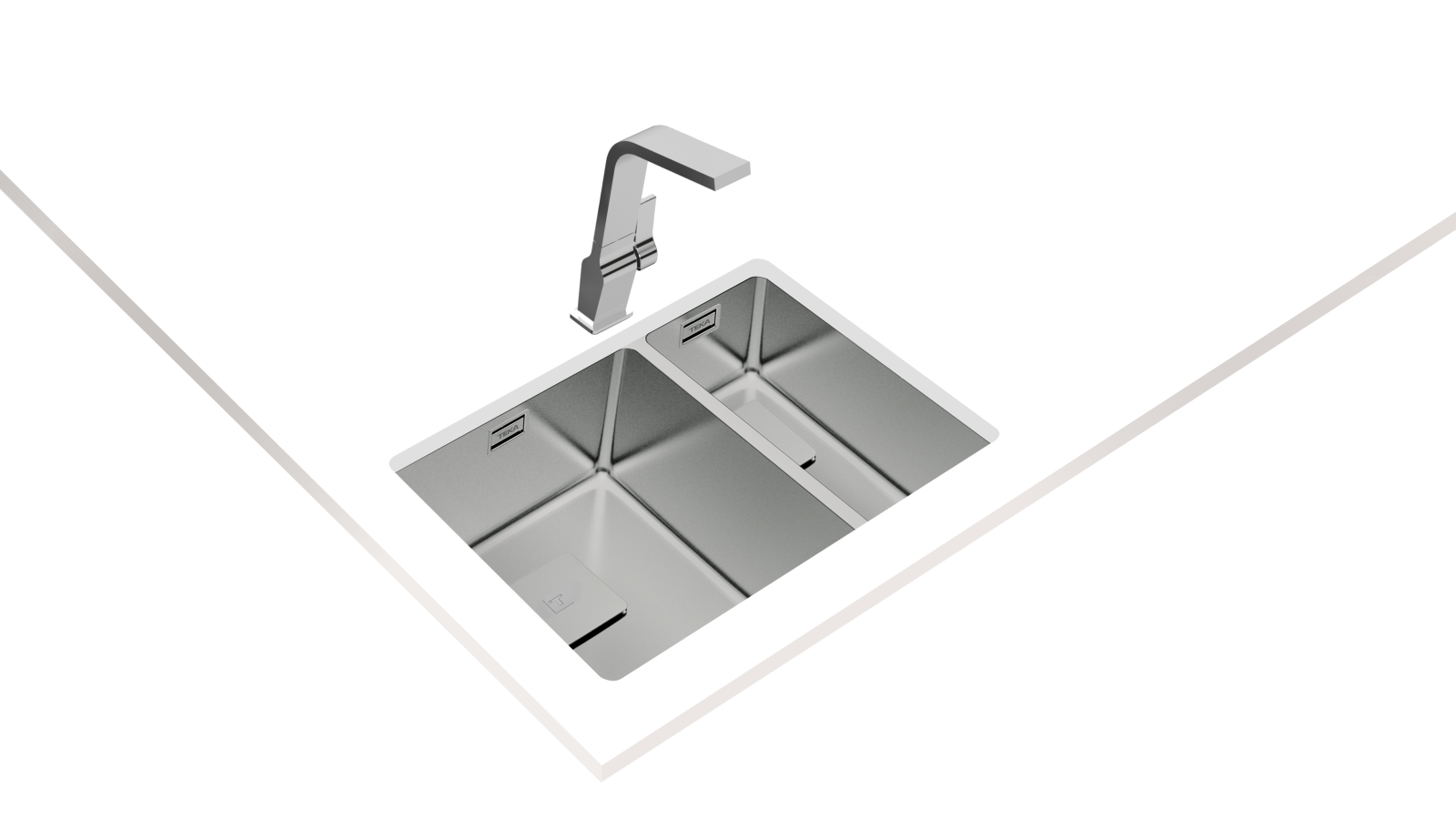 Chiuvetă "PureLine” din inox, 2 cuve, instalare Undermount, Top & Flush - Teka FlexLinea RS15 2B 580 8