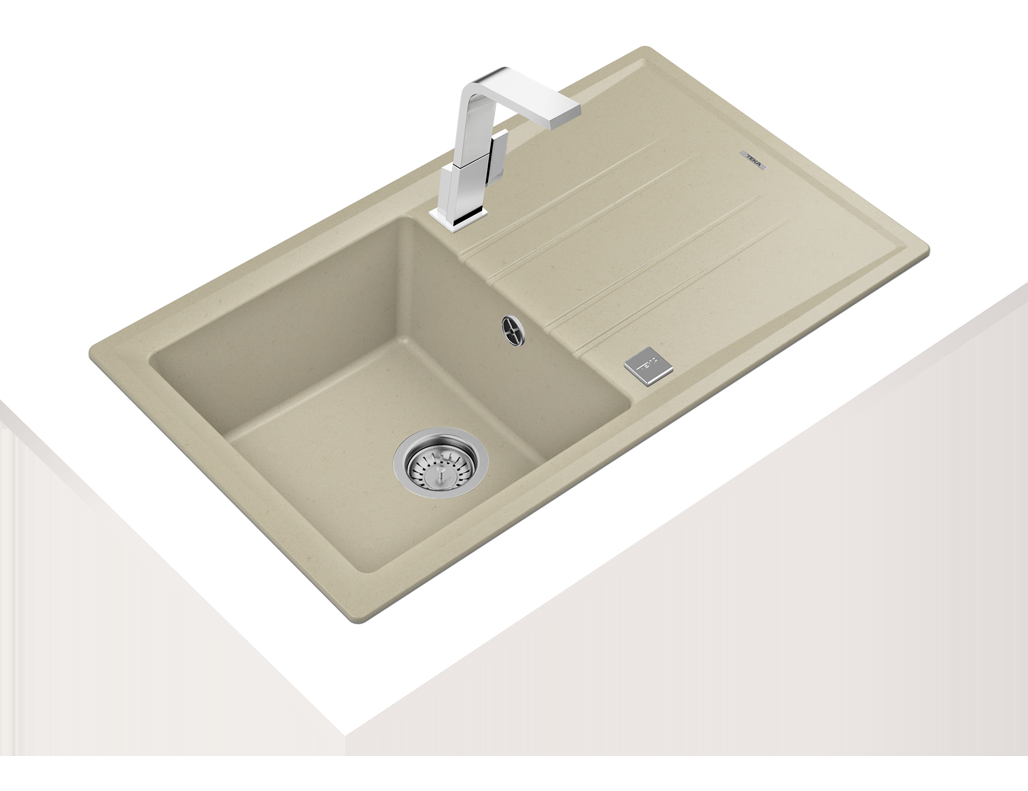 Chiuvetă Tegranite+, 1 cuvă și 1 picurător, instalare Inset - Teka Stone 50 B-TG 1B 1D