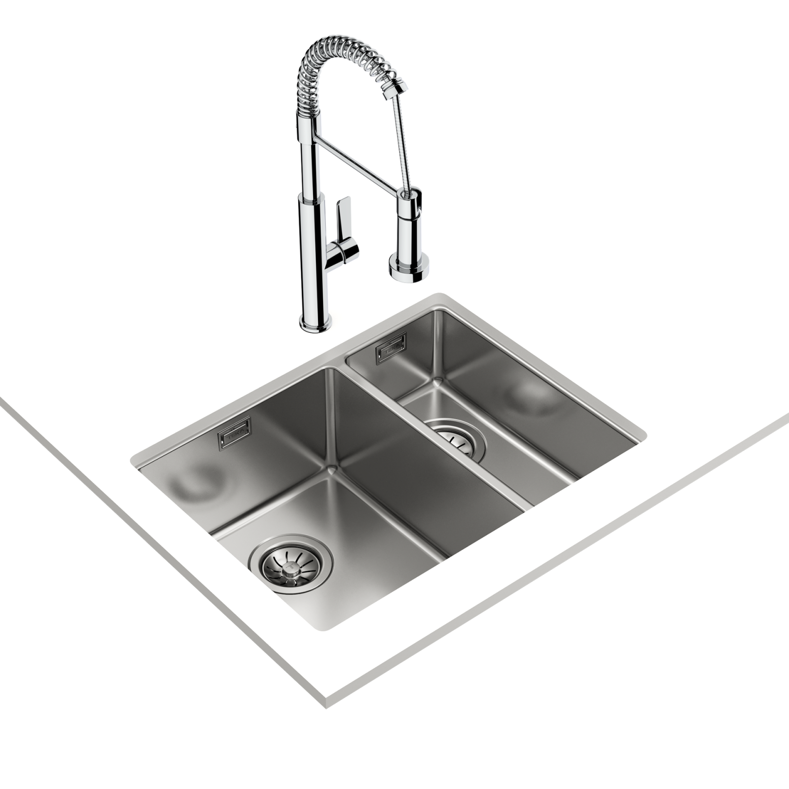 Chiuvetă "PureLine” din inox, 2 cuve, instalare Undermount - Teka Be Linea RS15 2B 580