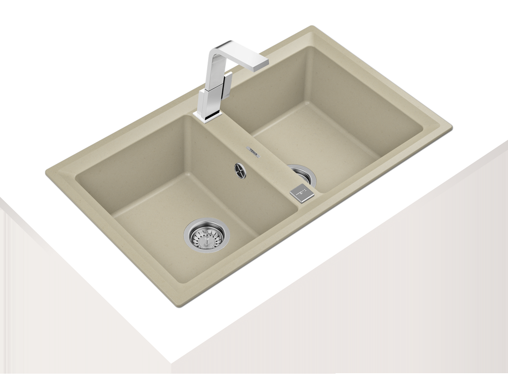 Chiuvetă Tegranite+, 2 cuve, instalare Inset - Teka Stone 90 B-TG