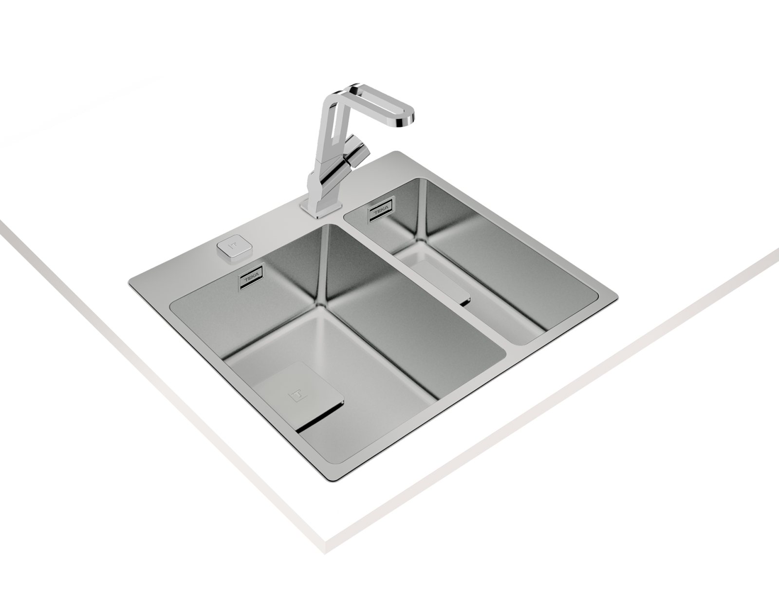 Chiuvetă "PureLine” din inox, 2 cuve, instalare Top & Flush - Teka ForLinea RS15 2B 580 AUTO