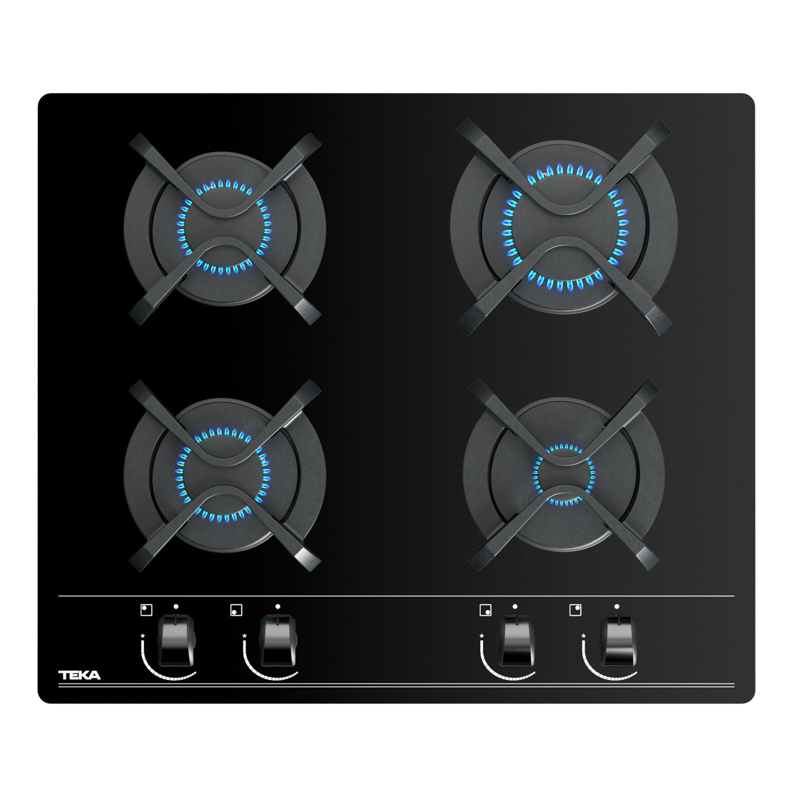 Plită pe gaz din cristal, sistem de control cu butoane frontale cu design ergonomic, 60 cm - Teka GBC 64000