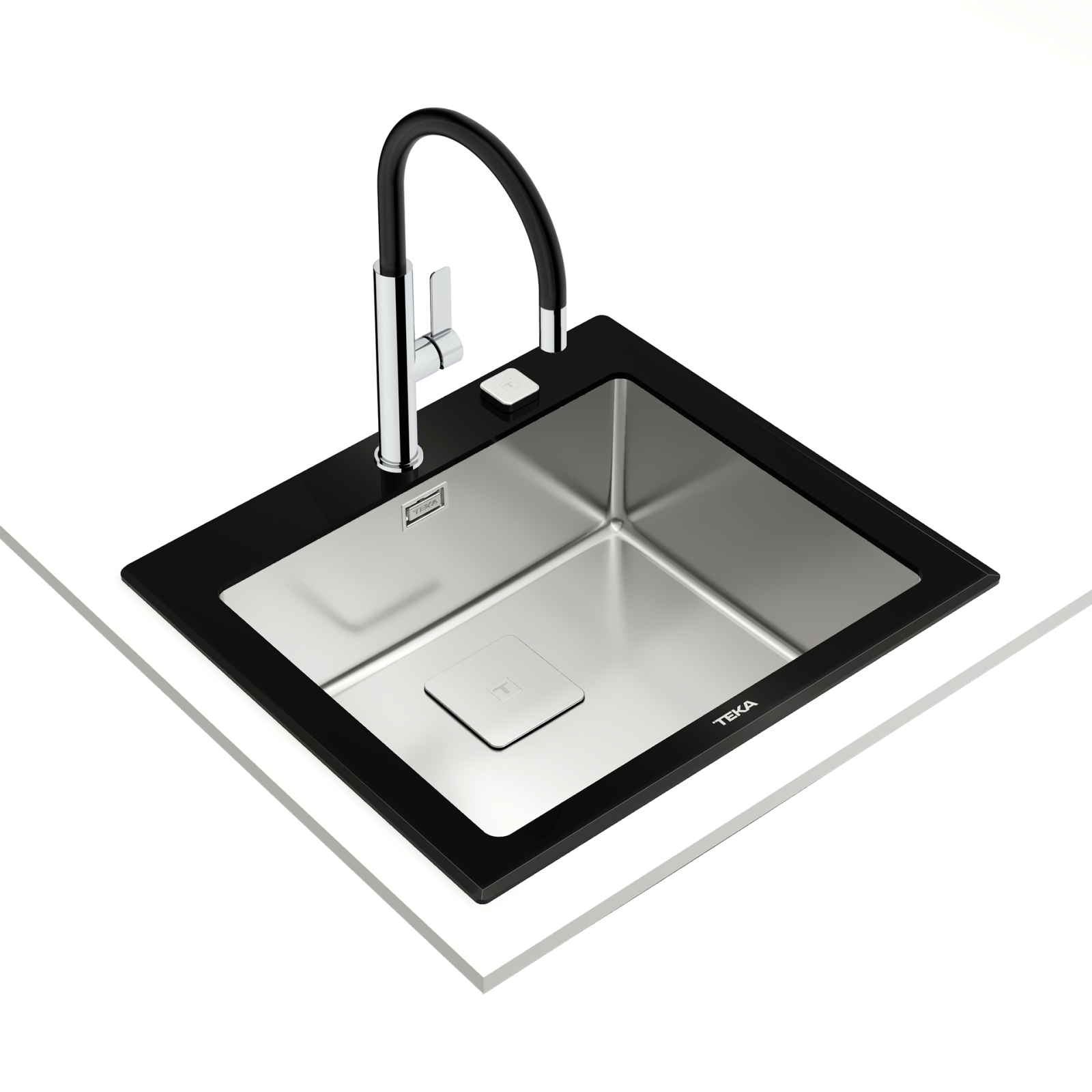 Chiuvetă cu finisaj din cristal PureLine, 1 cuvă din inox - Teka Diamond RS15 1B