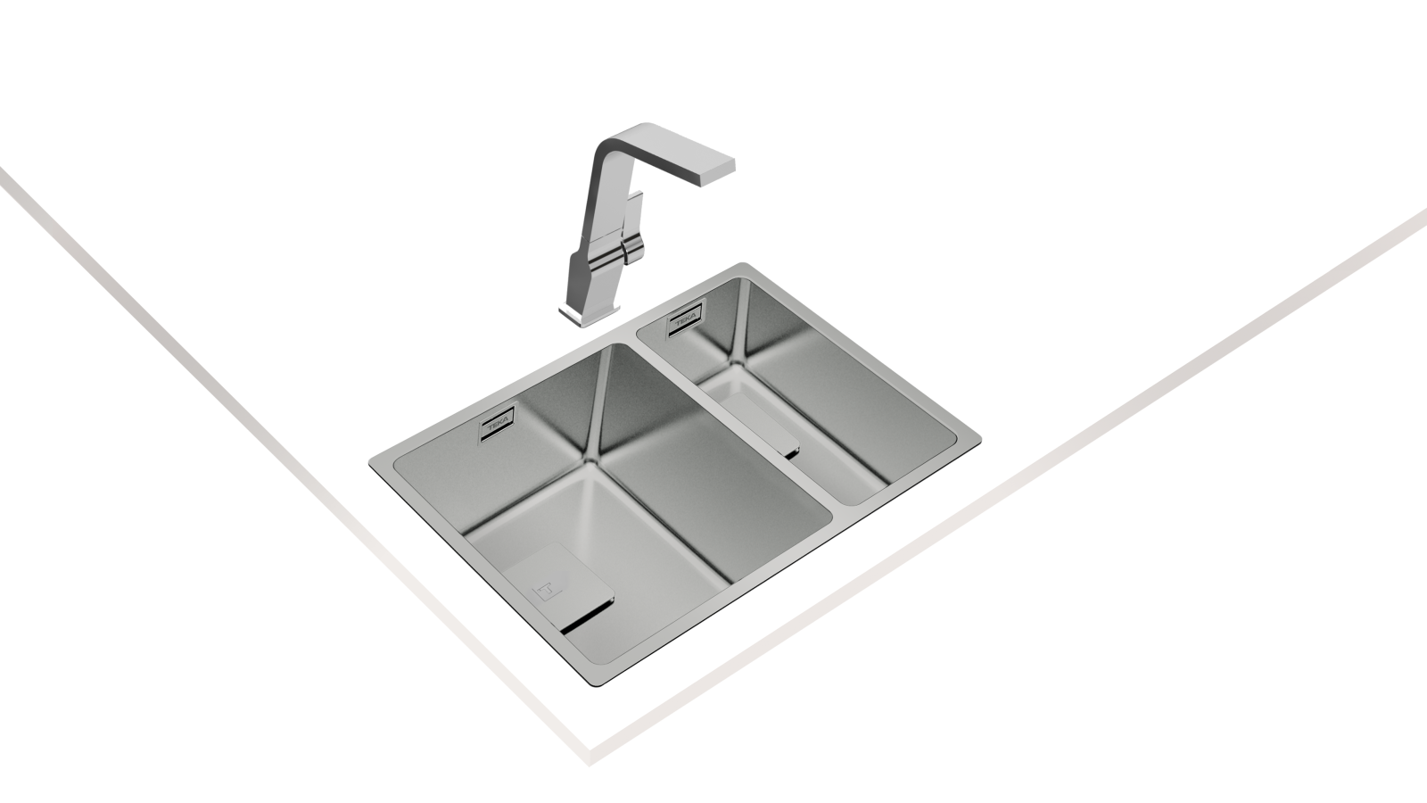 Chiuvetă "PureLine” din inox, 2 cuve, instalare Undermount, Top & Flush - Teka FlexLinea RS15 2B 580 7